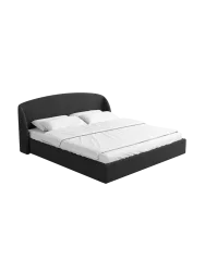 Design Polsterbett „Riva“ mit Ablagefach, Webstoff Schwarz Strukturstoff Schwarz BLOOMINGLOFT Collection