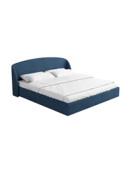 Design Polsterbett „Riva“ mit Ablagefach, Webstoff Dunkelblau Strukturstoff Dunkelblau BLOOMINGLOFT Collection