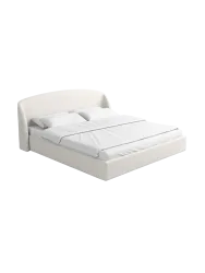 Design Polsterbett „Riva“ mit Ablagefach, Webstoff Weiss Strukturstoff Weiss BLOOMINGLOFT Collection