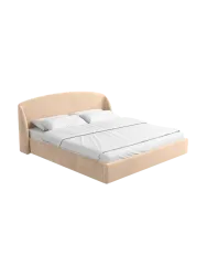 Design Polsterbett „Riva“ mit Ablagefach, Samt Beige BLOOMINGLOFT Collection