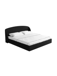 Design Polsterbett „Riva“ mit Ablagefach, Samt Schwarz BLOOMINGLOFT Collection