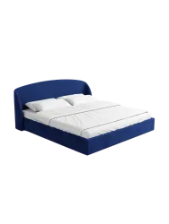 Design Polsterbett „Riva“ mit Ablagefach, Samt Dunkelblau BLOOMINGLOFT Collection