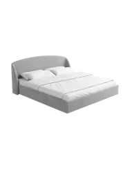 Design Polsterbett „Riva“ mit Ablagefach, Samt Hellgrau BLOOMINGLOFT Collection