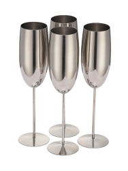 4-er Set bruchsichere Champagnergläser „Steel“, 285 ml Oak & Steel