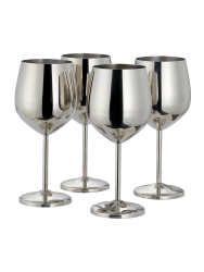 4-er Set bruchsichere Weingläser „Steel“ aus Edelstahl, 500 ml Oak & Steel