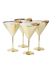 4-er Set bruchsichere Martini-Gläser „Steel“ aus Edelstahl, 460 ml Oak & Steel