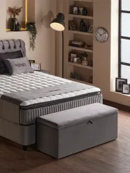 Design Boxspringbett „Sydney Grey“, verschiedene Grössen Grau SCANDIBEDDING
