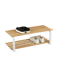 Spinder Design Schuhregal Arya Weiss/Braun Holz/Stahl 71 cm 26 cm - Farbe: weiss, eiche - Material: Eiche/Stahl - Schuhregal