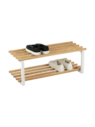 Spinder Design Schuhregal Arya Weiss/Braun Holz/Stahl 71 cm 26 cm - Farbe: weiss, eiche - Material: Eiche/Stahl - Schuhregal
