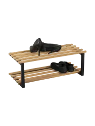 Spinder Design Schuhregal Hesta Schwarz/Braun Stahl/Holz 71 cm 26 cm - Farbe: schwarz/nature - Schuhregal