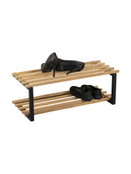 Spinder Design Schuhregal Hesta Schwarz/Braun Stahl/Holz 71 cm 26 cm - Farbe: schwarz/nature - Schuhregal
