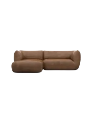 3/4-Sitzer Design Echtleder Ecksofa „Savoy“ Echtleder Choco Brown BLOOMINGLOFT Collection