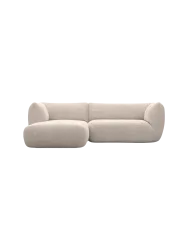 3/4-Sitzer Design Ecksofa „Savoy“ mit Strukturstoff-Bezug Strukturstoff Beige BLOOMINGLOFT Collection