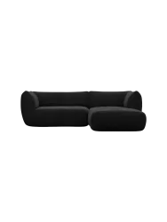 3/4-Sitzer Design Ecksofa „Savoy“ mit Samtbezug Samtbezug Schwarz BLOOMINGLOFT Collection