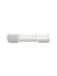 5-Sitzer Design Panorama-Sofa „Savoy XL“ mit Strukturstoff-Bezug Strukturstoff Weiss BLOOMINGLOFT Collection