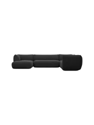 7-Sitzer Design Panorama-Sofa „Savoy XXL“ mit Strukturstoff-Bezug Strukturstoff Schwarz BLOOMINGLOFT Collection