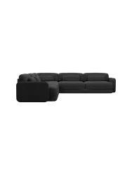 5-Sitzer Design Ecksofa „Twiga“ mit Strukturstoff-Bezug Strukturstoff Schwarz BLOOMINGLOFT Collection