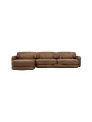 4-Sitzer Design Echtleder Ecksofa „Twiga“ Echtleder Choco Brown BLOOMINGLOFT Collection