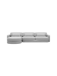 4-Sitzer Design Echtleder Ecksofa „Twiga“ Echtleder Light Grey BLOOMINGLOFT Collection