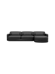 4-Sitzer Design Echtleder Ecksofa „Twiga“ Echtleder Schwarz BLOOMINGLOFT Collection