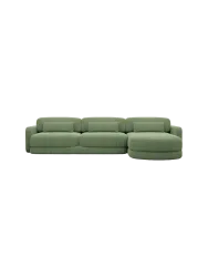 4-Sitzer Design Ecksofa „Twiga“ mit Strukturstoff-Bezug Strukturstoff Grün BLOOMINGLOFT Collection