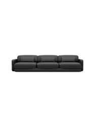 3-Sitzer Design Echtleder Sofa „Twiga“ Echtleder Schwarz BLOOMINGLOFT Collection