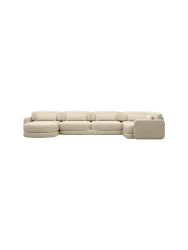 6-Sitzer Design Echtleder Panorama-Sofa „Twiga XL“ Echtleder Beige BLOOMINGLOFT Collection