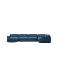 6-Sitzer Design Panorama-Sofa „Twiga XL“ mit Strukturstoff-Bezug Strukturstoff Dunkelblau BLOOMINGLOFT Collection