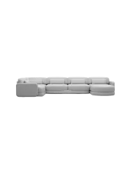 6-Sitzer Design Echtleder Panorama-Sofa „Twiga XL“ Echtleder Light Grey BLOOMINGLOFT Collection