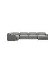 6-Sitzer Design Panorama-Sofa „Twiga XL“ mit Strukturstoff-Bezug Strukturstoff Grau BLOOMINGLOFT Collection