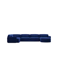 6-Sitzer Design Panorama-Sofa „Twiga XL“ mit Samtbezug Samtbezug Königsblau BLOOMINGLOFT Collection