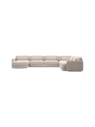 7-Sitzer Design Panorama-Sofa „Twiga XXL“ mit Strukturstoff-Bezug Strukturstoff Beige BLOOMINGLOFT Collection