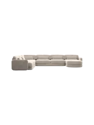 7-Sitzer Design Panorama-Sofa „Twiga XXL“ mit Samtbezug Samtbezug Sand BLOOMINGLOFT Collection