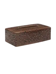 Handgefertigte Design Kosmetiktuchbox „Ugo“ aus Keramik, Camel Aquanova