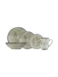 Handgefertigtes Geschirr-Set „Verdastro“ 20-teilig Natur, Beige, Moosgrün hell Cosy & Trendy