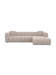 4-Sitzer Design Ecksofa „Zuma“ mit Strukturstoff-Bezug Strukturstoff Beige BLOOMINGLOFT Collection
