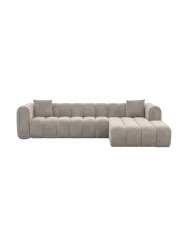 4-Sitzer Design Ecksofa „Zuma“ mit Samtbezug Samtbezug Sand BLOOMINGLOFT Collection