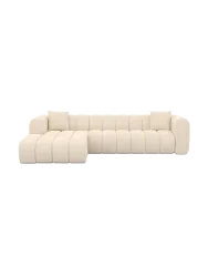 4-Sitzer Design Ecksofa „Zuma“ mit Strukturstoff-Bezug Strukturstoff Cream BLOOMINGLOFT Collection