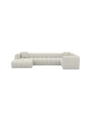 6-Sitzer Design Panorama-Sofa „Zuma“ mit Bouclé-Bezug Bouclé White BLOOMINGLOFT Collection