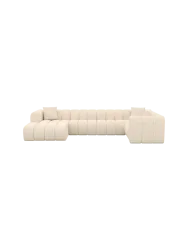 6-Sitzer Design Panorama-Sofa „Zuma“ mit Strukturstoff-Bezug Strukturstoff Cream BLOOMINGLOFT Collection
