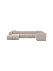 6-Sitzer Design Panorama-Sofa „Zuma“ mit Strukturstoff-Bezug Strukturstoff Beige BLOOMINGLOFT Collection