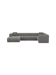 6-Sitzer Design Panorama-Sofa „Zuma“ mit Strukturstoff-Bezug Strukturstoff Grau BLOOMINGLOFT Collection