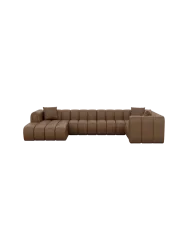6-Sitzer Design Echtleder Panorama-Sofa „Zuma“ Echtleder Choco Brown BLOOMINGLOFT Collection