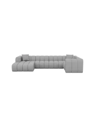 6-Sitzer Design Echtleder Panorama-Sofa „Zuma“ Echtleder Light Grey BLOOMINGLOFT Collection