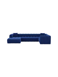 6-Sitzer Design Panorama-Sofa „Zuma“ mit Samtbezug Samtbezug Königsblau BLOOMINGLOFT Collection