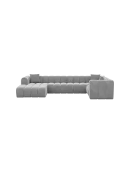 6-Sitzer Design Panorama-Sofa „Zuma“ mit Samtbezug Samtbezug Hellgrau BLOOMINGLOFT Collection