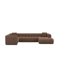 6-Sitzer Design Panorama-Sofa „Zuma“ mit Strukturstoff-Bezug Strukturstoff Braun BLOOMINGLOFT Collection