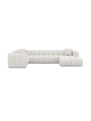 6-Sitzer Design Panorama-Sofa „Zuma“ mit Strukturstoff-Bezug Strukturstoff Weiss BLOOMINGLOFT Collection