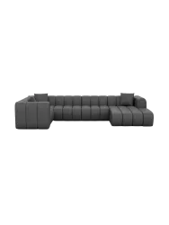 6-Sitzer Design Echtleder Panorama-Sofa „Zuma“ Echtleder Dark Grey BLOOMINGLOFT Collection