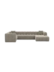 6-Sitzer Design Panorama-Sofa „Zuma“ mit Samtbezug Samtbezug Beige dunkel BLOOMINGLOFT Collection